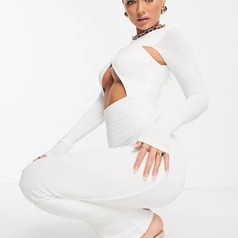 NAKED WALDRODE CROSSOVER RIBBED CUTOUT DETAIL JUMPSUIT NWT SIZE L